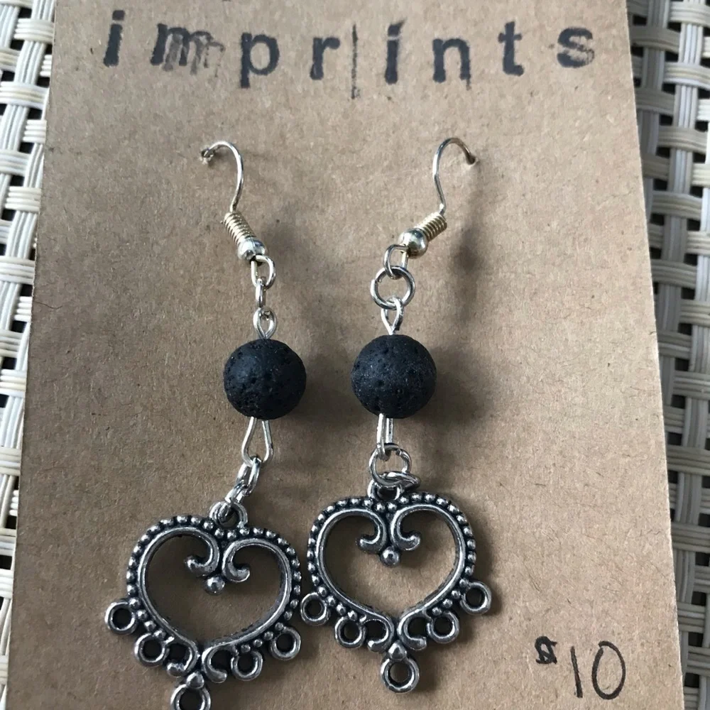 Natural Imprints silver‎ heart earrings